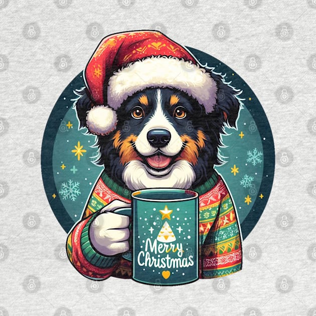 Christmas Black Tri Aussie by BukovskyART